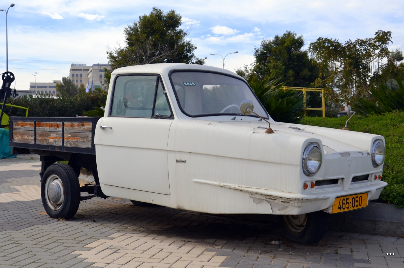 Трехколесный пикап Reliant Regal-3/25, #465-050. Израиль, Рамла, музей грузового транспорта 