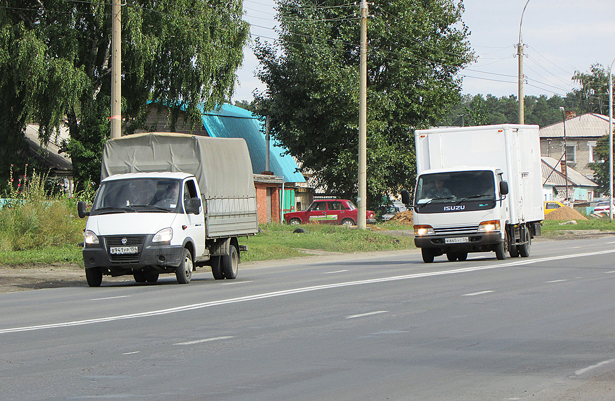 Бортовой автомобиль ГАЗ-3302-288 #В 941 УР 154 и фургон на шасси Isuzu Elf #К 665 УС 54. Новосибирск, улица Одоевского