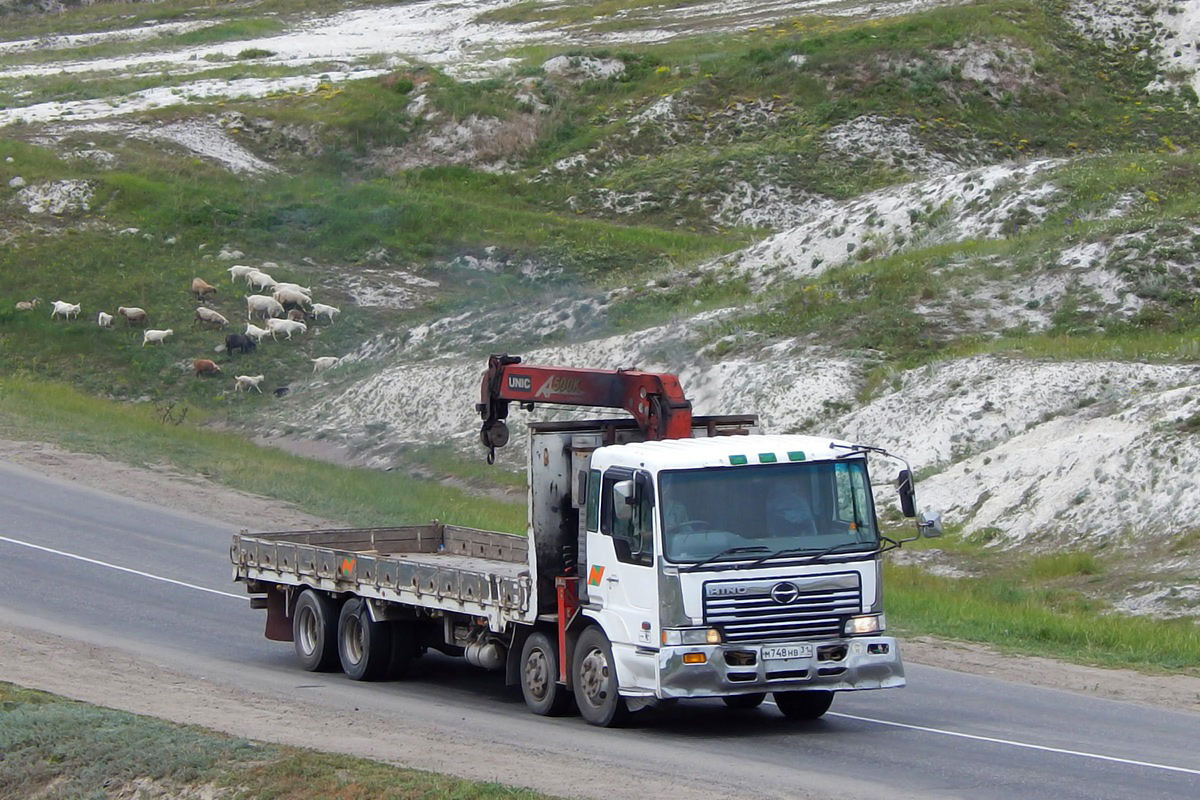 Hino Profia #М 748 НВ 31 с краном-манипулятором Unic 500K. Белгородская область, г. Алексеевка, улица Чапаева