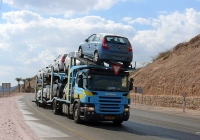 Седельный тягач Scania P420 #68-838-61 с полуприцепом-автовозом. Израиль, Эйлат
