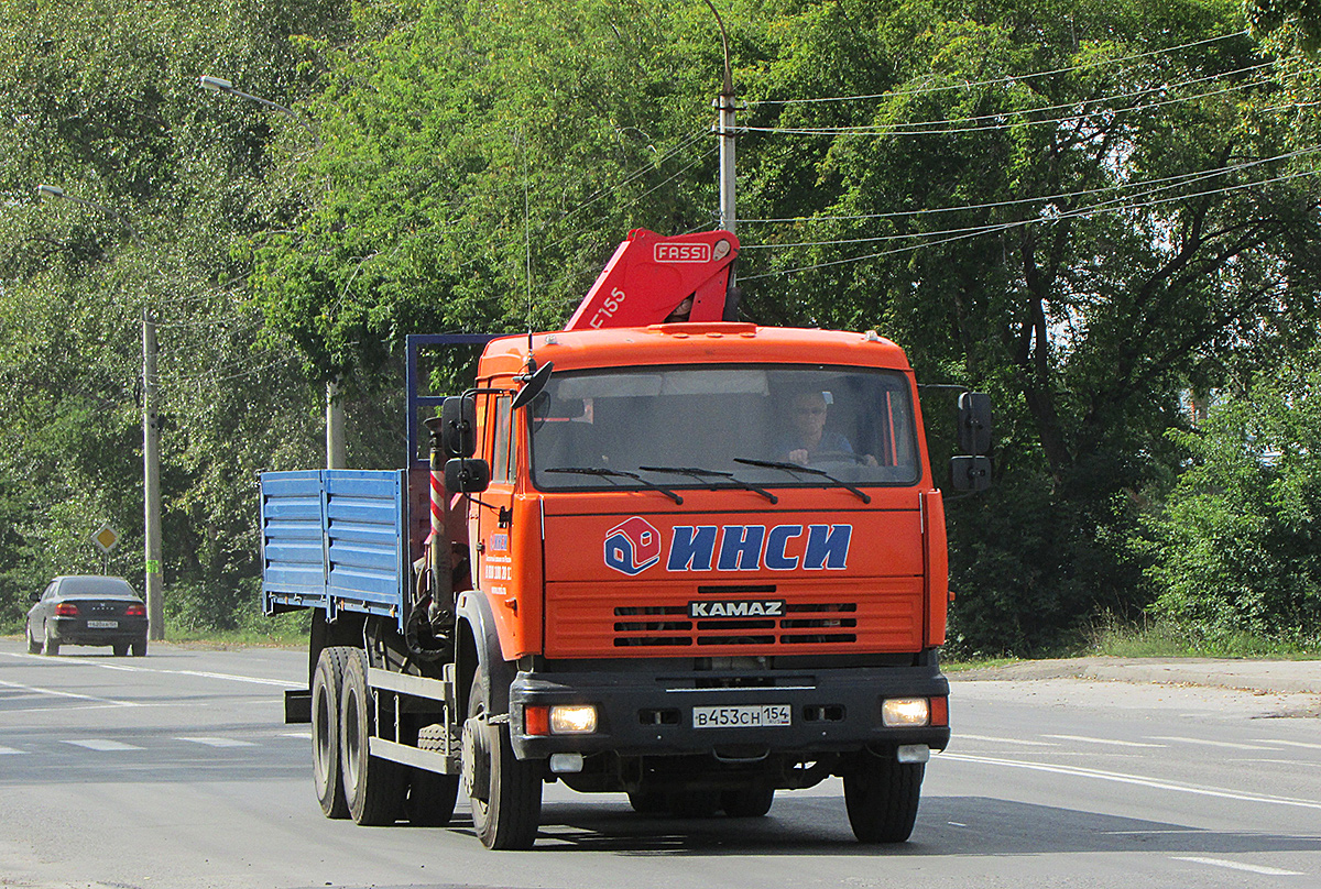 Бортовой грузовик с КМУ ТС-637452 на шасси КамАЗ-65115 #В 453 СН 154. Новосибирск, улица Одоевского