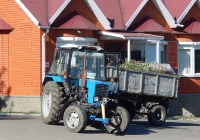Трактор МТЗ-82* "Беларусь" с прицепом 2 ПТС-4. Белгородская область, г. Алексеевка, улица Тимирязева