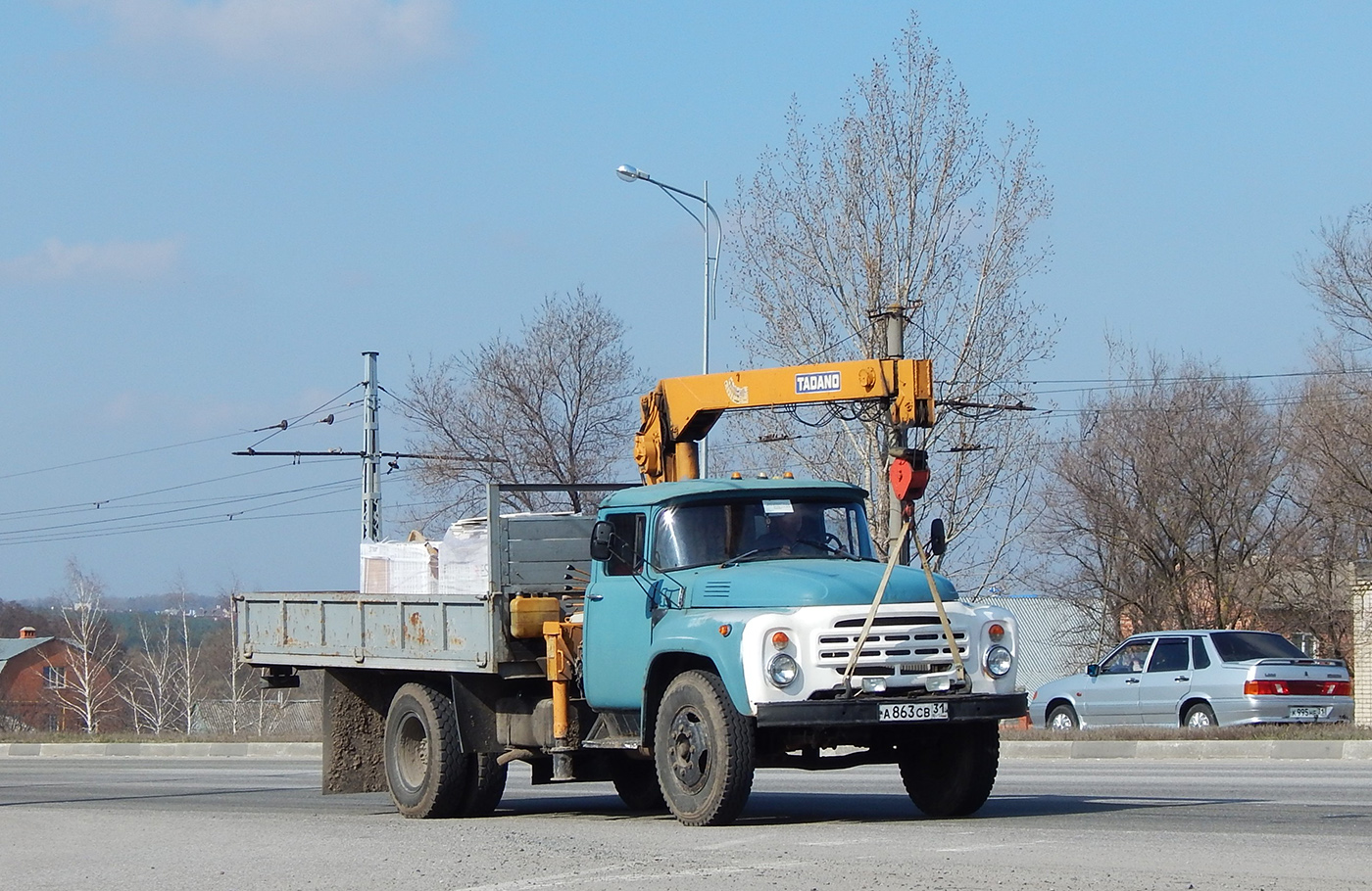Бортовой автомобиль ЗиЛ-431410 # А 863 СВ 31 с КМУ Tadano. Белгородская область, Старооскольский район, с. Незнамово
