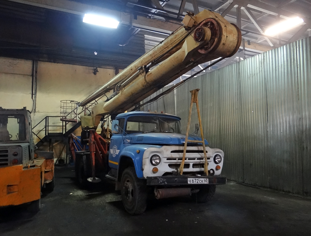 Автоподъёмник МШТС-2А на шасси ЗиЛ-130 #К 672 СК 63. Тольятти, территория ТПАТП-3