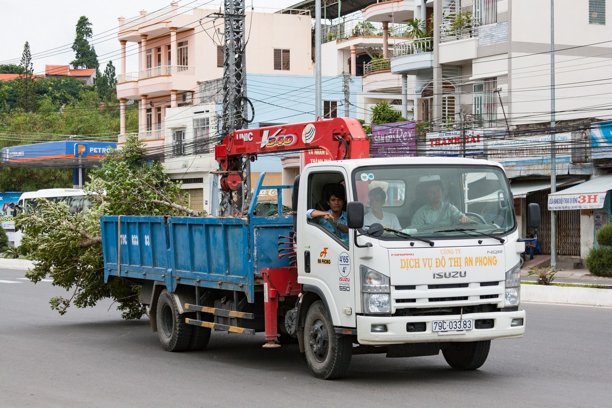 Бортовой грузовик с КМУ на шасси Isuzu NQR #79C-033.83. Вьетнам, Нячанг