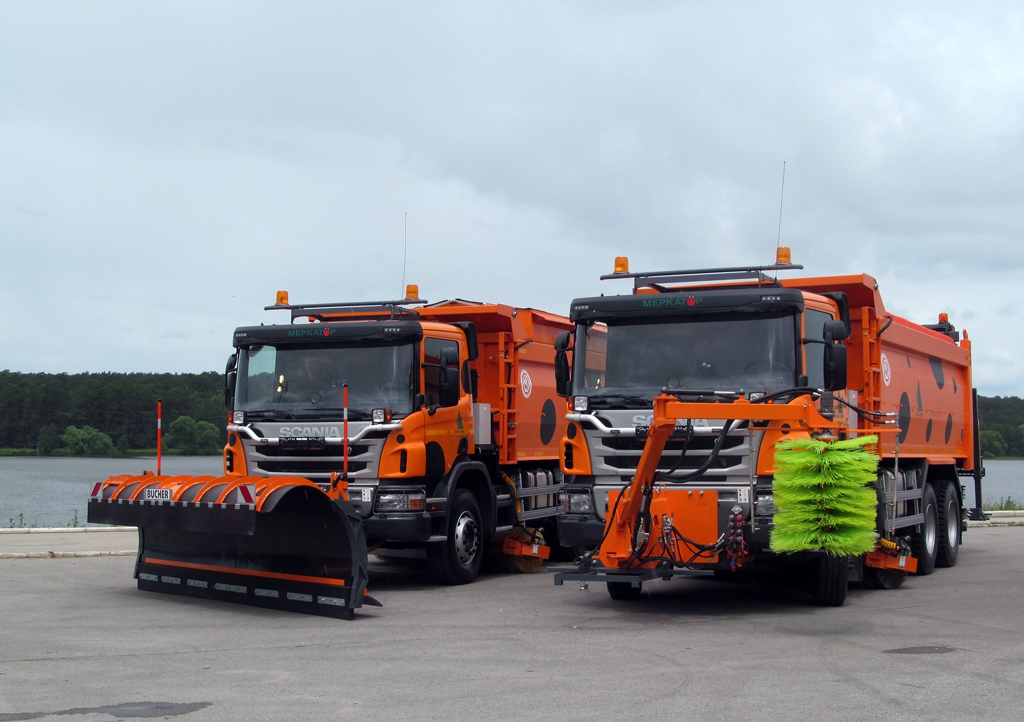 Машины коммунальные уборочные на шасси Scania. Калуга, набережная Яченского водохранилища