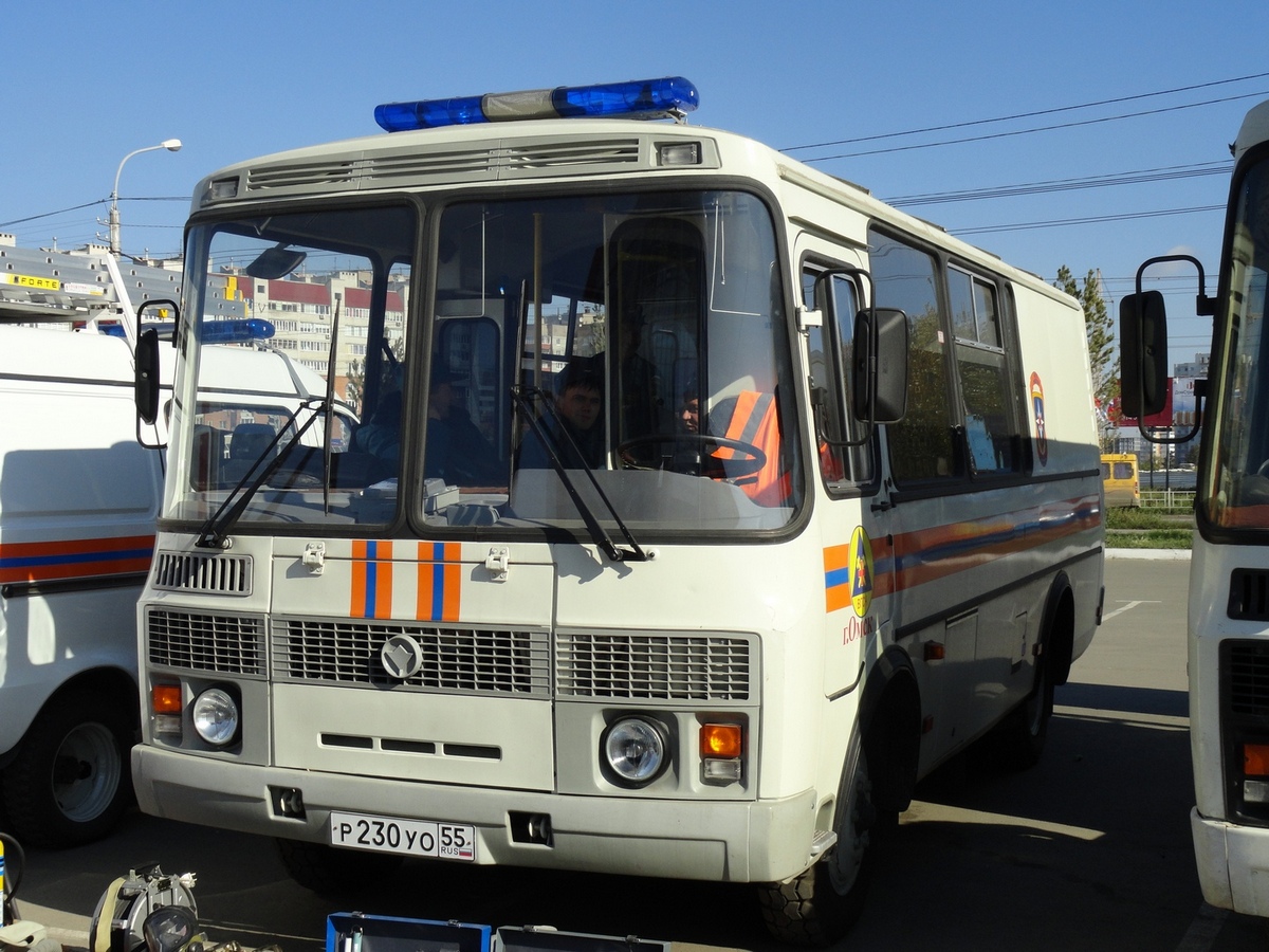 Автобус газоспасательный оперативный АГСО-1 на базе ПАЗ-32053-20 #Р 230 УО 55 военизированного горноспасательного взвода г. Омска. Омская область, город Омск, Областной экспоцентр