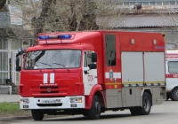 Пожарная автоцистерна СПАСА 6(4308) [282028] на шасси КамАЗ-4308  #Р 009 КО 45. Курган, улица Куйбышева 