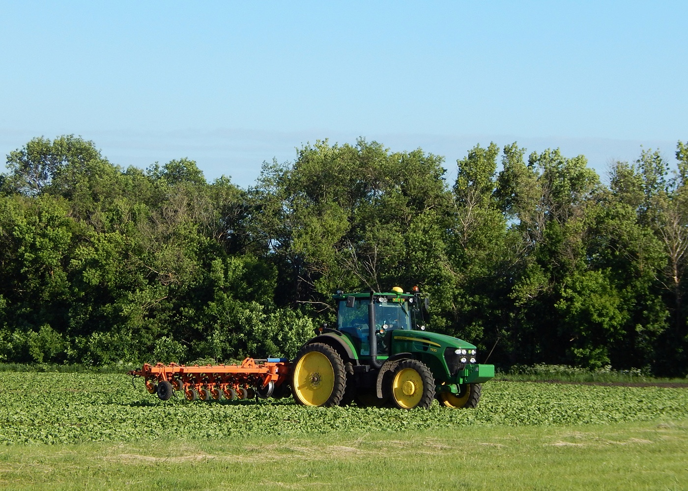 Трактор  John Deere 7930 с навесным культиватором. Белгородская область, Алексеевский район, с. Щербаково