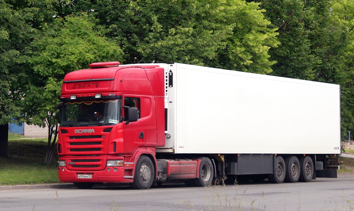 Седельный тягач Scania R 500 #Е 974 МХ 51. Псков, проспект Энтузиастов