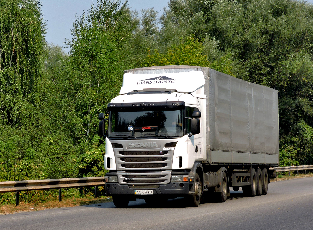 Седельный тягач Scania G380 #АА 3058 КА. Харьковская область, г. Чугуев, автотрасса М-03