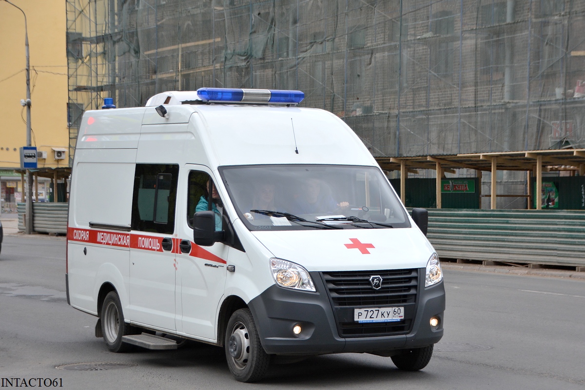 АСМП ГАЗ-А6ВR23 "Газель Next" #Р 727 КУ 60. Псков, Октябрьский проспект
