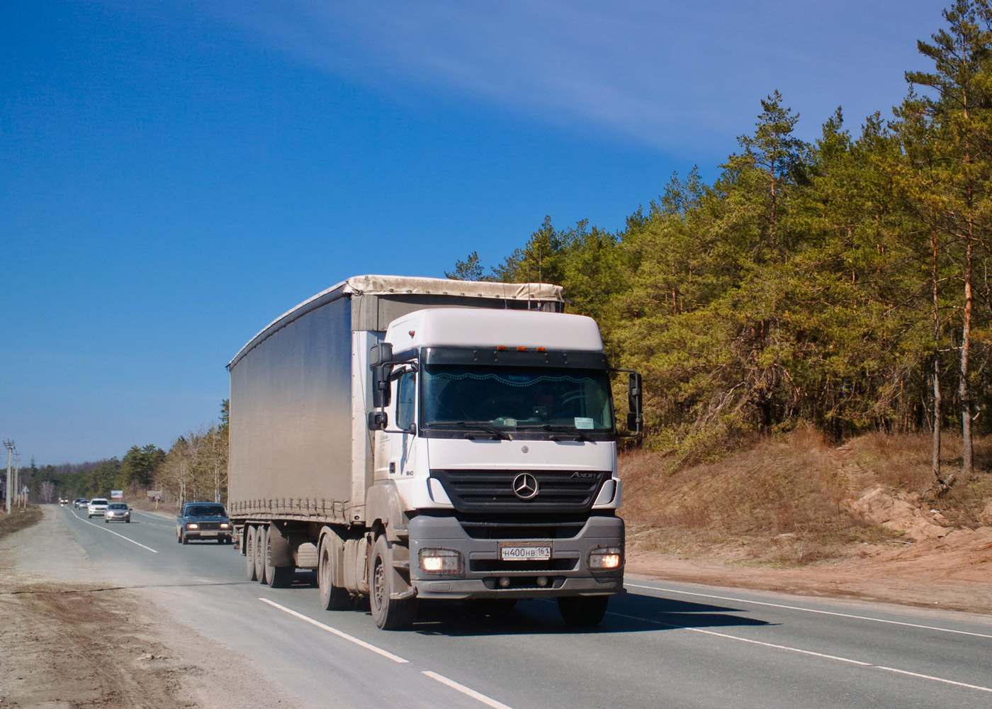 "Седельный тягач на шасси Mercedes-Benz Axor" #Н400НВ161. Самарская область, автодорога Волжский-Курумоч, Трасса М5 "Урал"