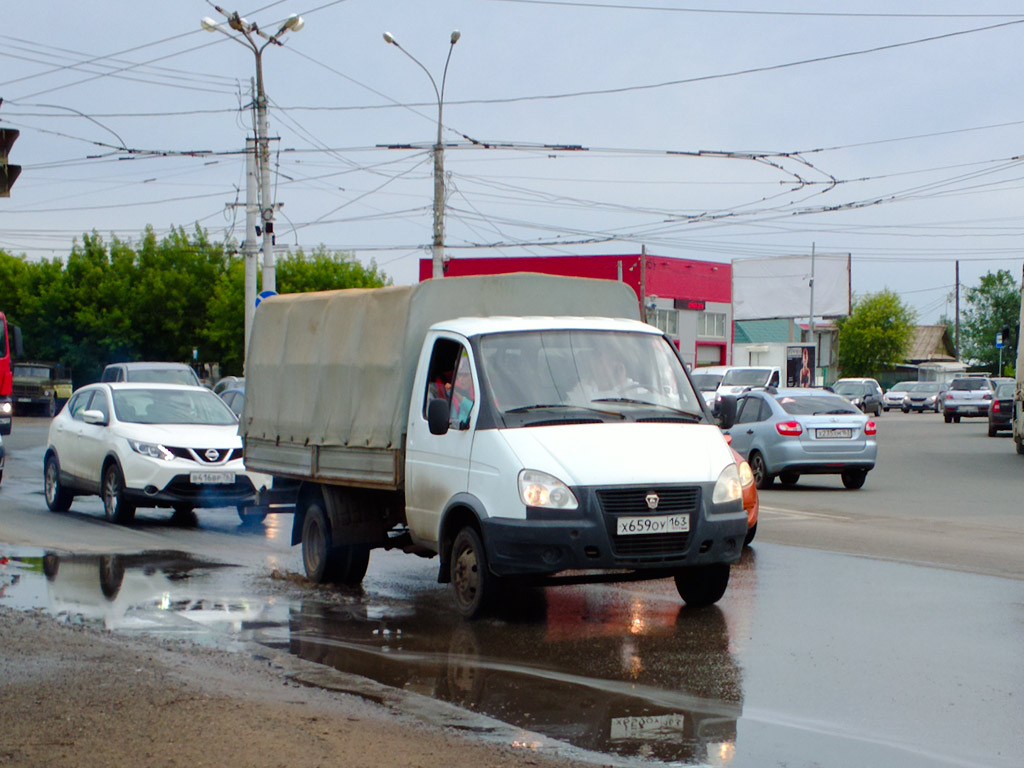 Грузовой автомобиль ГАЗ-3302.288 "ГАЗель-Бизнес" #Х659ОУ163. г. Самара, Новокуйбышевское шоссе