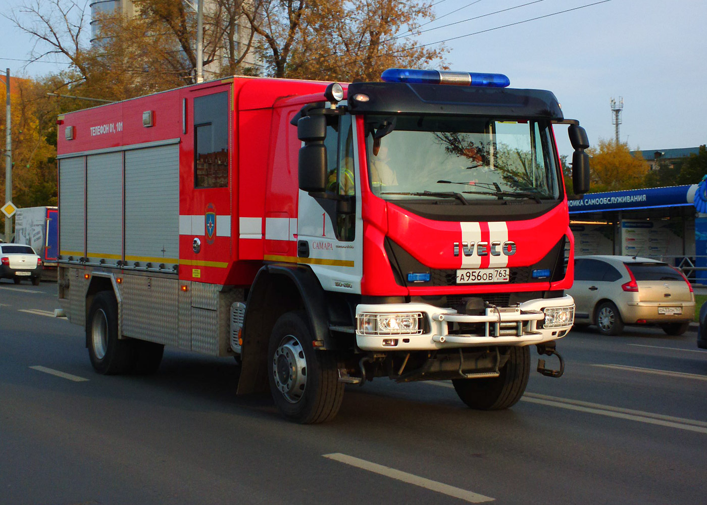 Пожарная автоцистерна АЦ 3,2-40/4 (IVECO-AMT) #А956ОВ763. г. Самара, Московское шоссе